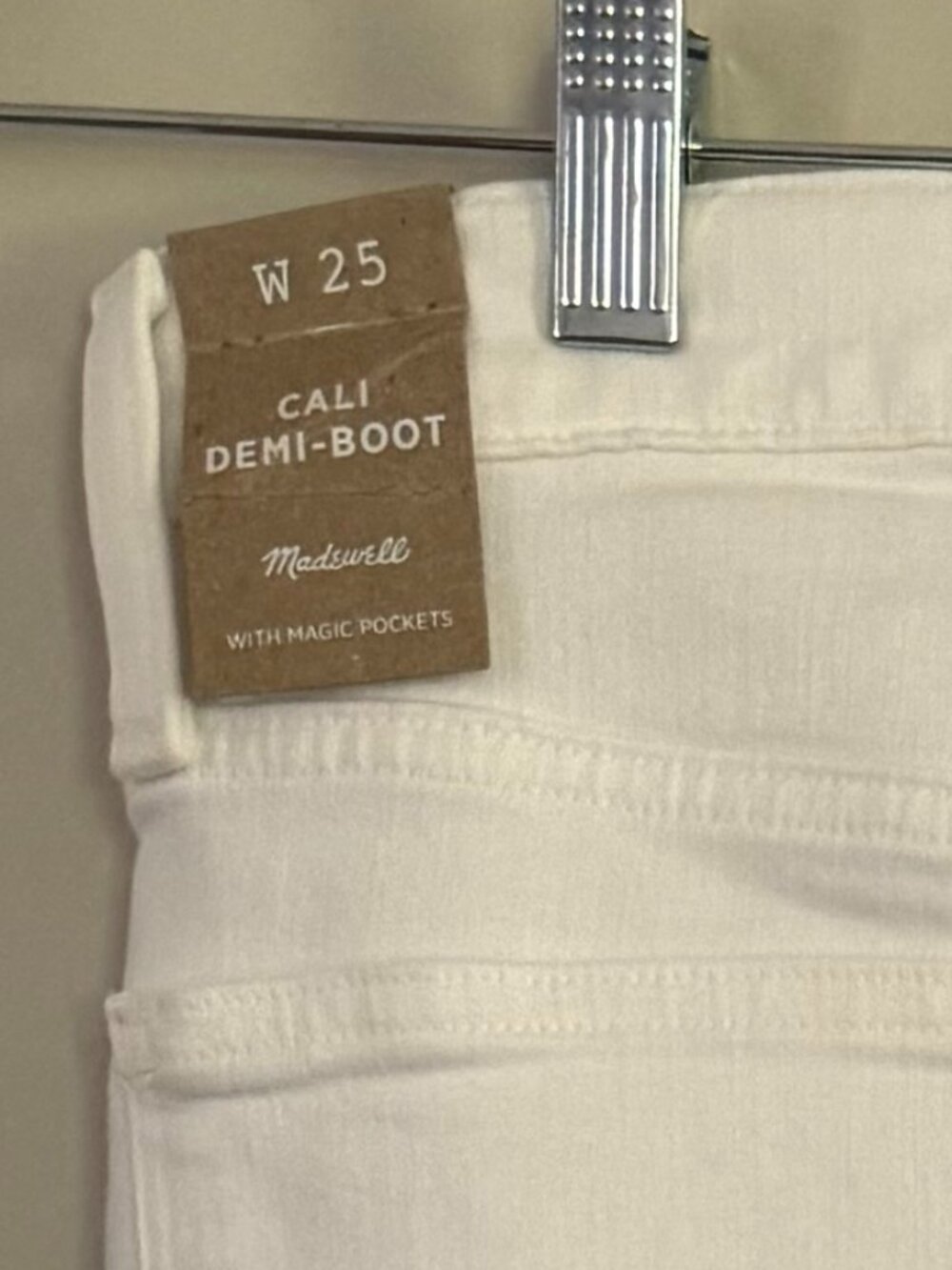 NWT Madewell Cali Demi-Boot Jeans Pure White Magic Pockets Size 25 - Picture 4 of 6